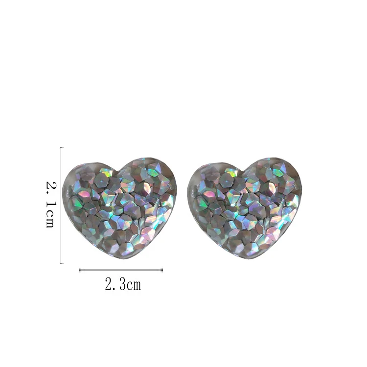 Акриловые милые серьги в форме сердца блестящие полимерные клипсы без пирсинг