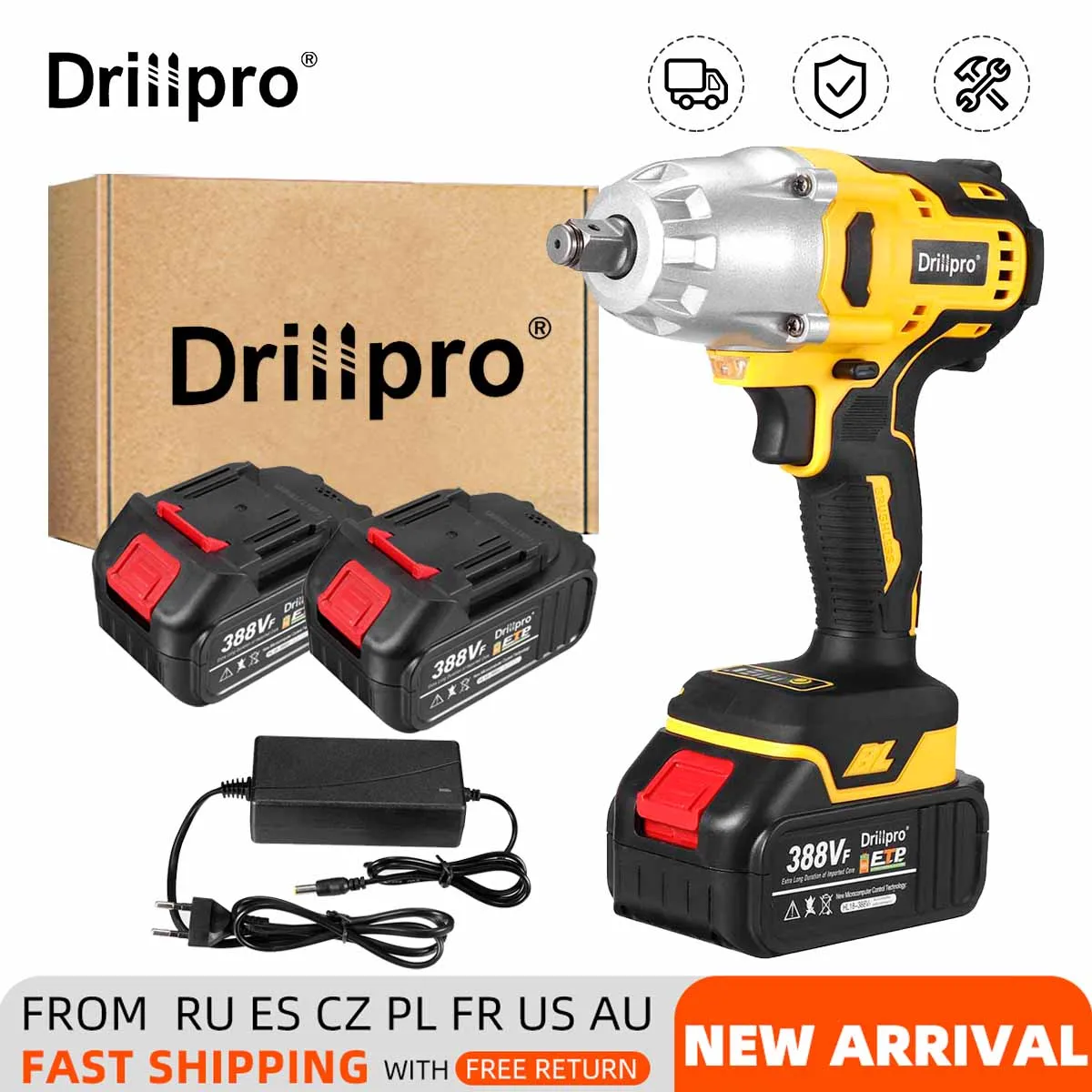 

18V Electric Impact Wrench 800N.m Cordless Brushless Wrench Rechargeable 1/2 inch Li-ion Battery For Car Tires Power Tools