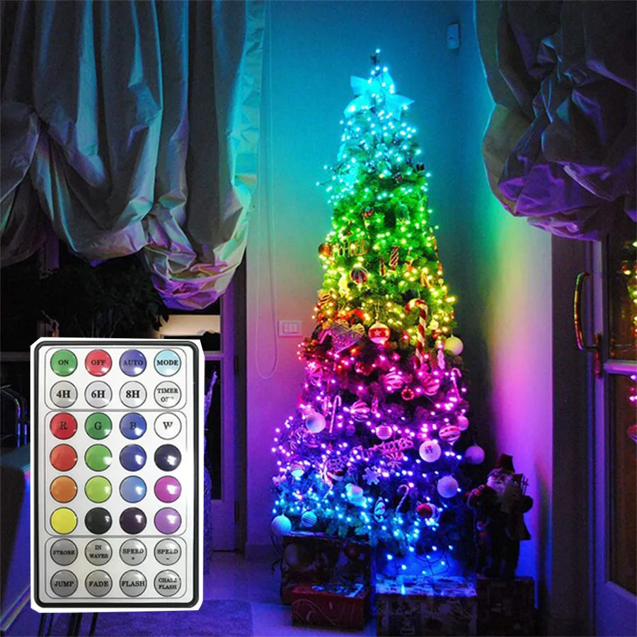 

Thrisdar RGB Changing Christmas Fairy String Lights 20M 200 LED Fairy Garland Lights with Remote for Wedding Party Holiday Decor