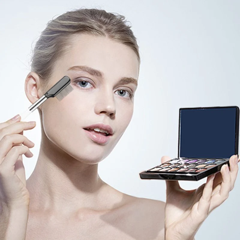 

Расческа для бровей из нержавеющей стали, расческа для макияжа, расческа для ресниц с крышкой, косметические инструменты