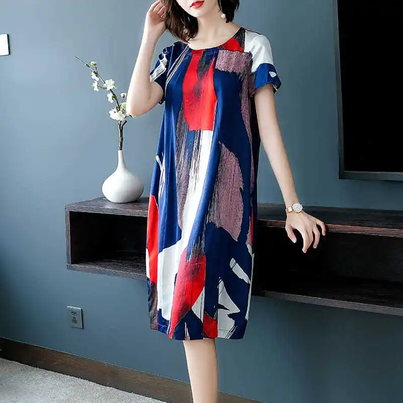 Новинка 2020 Летняя женская одежда шелковое платье миди женское Повседневное размера плюс элегантные платья