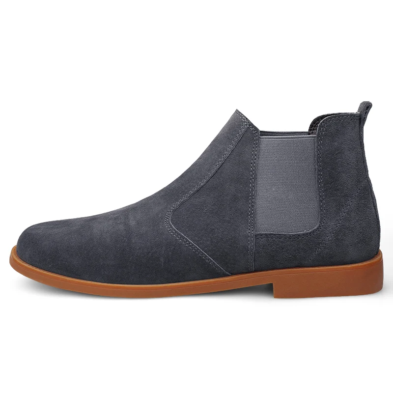 

2020 New men's Chelsea boots men's boots Cow suede slip-on British style desert boots Men's casual boots Men's Ankle Gray boots