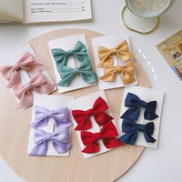 2pcs solid new bow red pink hair clips for girl child cute butterfly headdress handmade haripins fashion