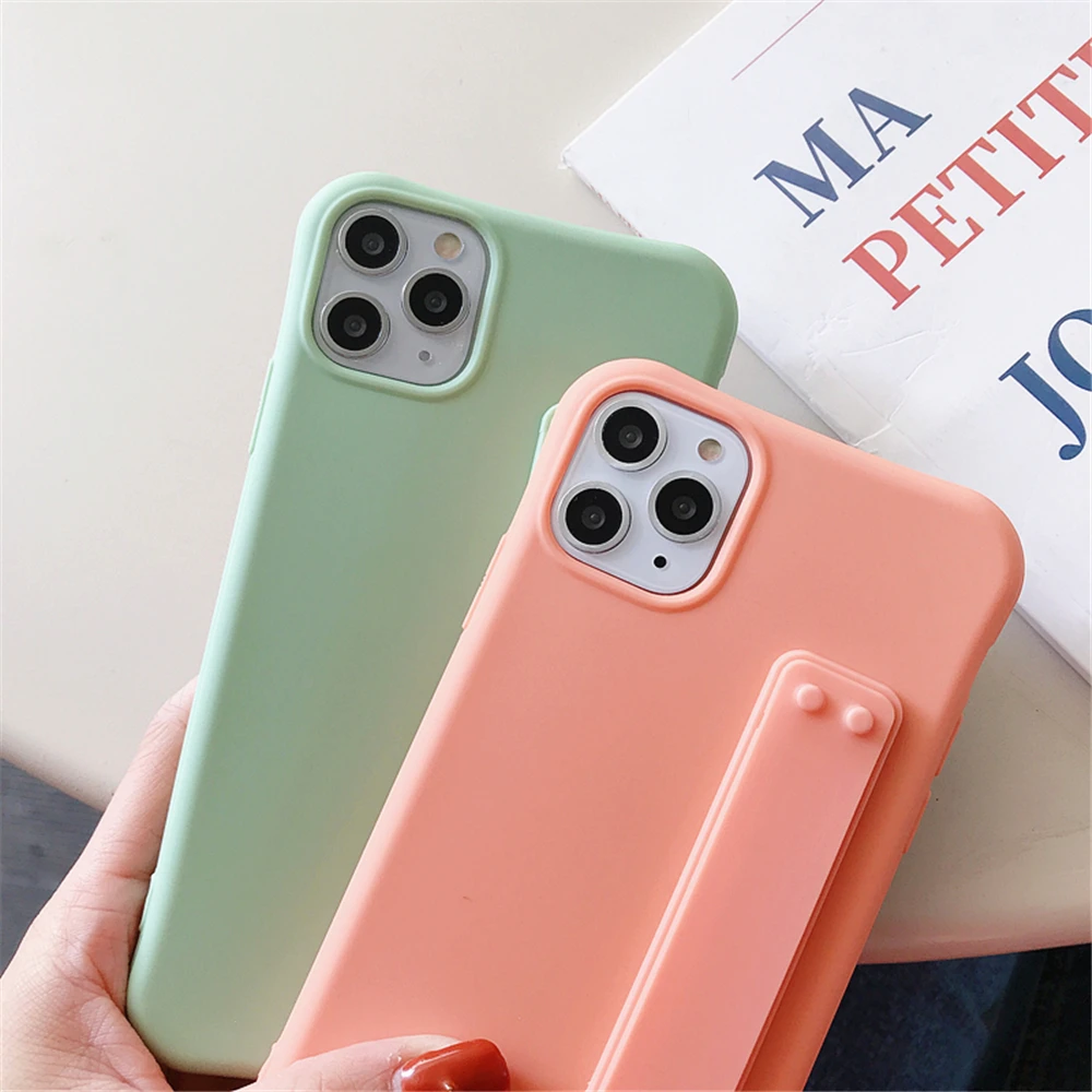 Ремешок на запястье чехол для телефона IPhone 11 Pro Max 8 6 6s Plus карамельный цвет с