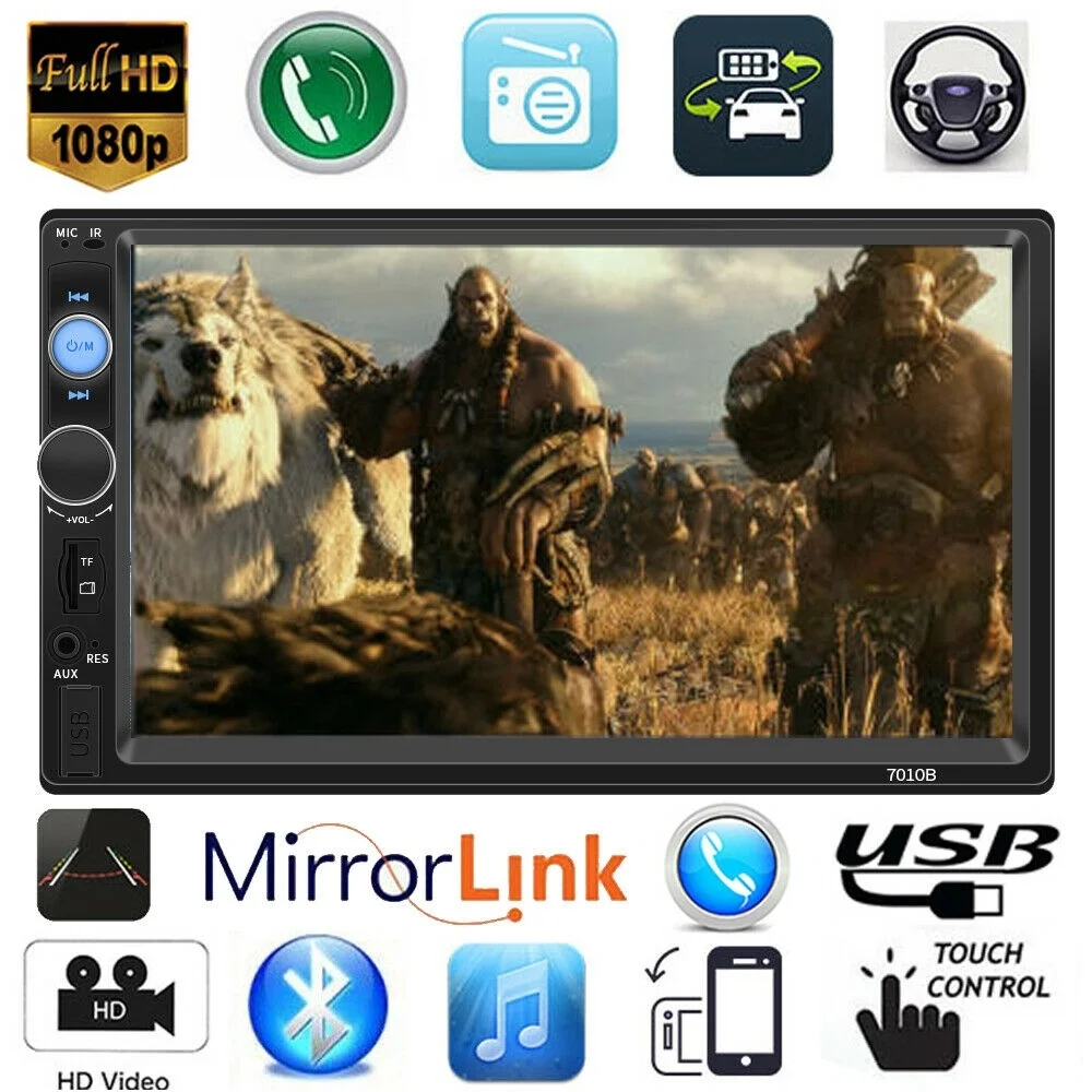 Автомагнитола 2 Din мультимедийный плеер с сенсорным экраном 7 дюймов MP5 Bluetooth USB TF FM