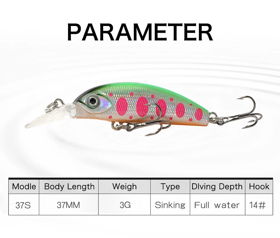 

Small Mino Fishing Lure Minnow Sinking Baits Weights3g Peche Tackle For Pike Fish Accessories Artificial Bionics Saltwater Lures