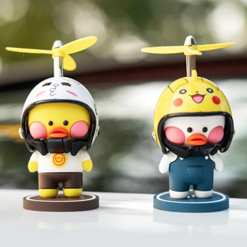 

Cute Creative Hyaluronic Acid Little Yellow Duck Car Decoration Social Breaking Wind Duck with Helmet Birthday Christmas Gift