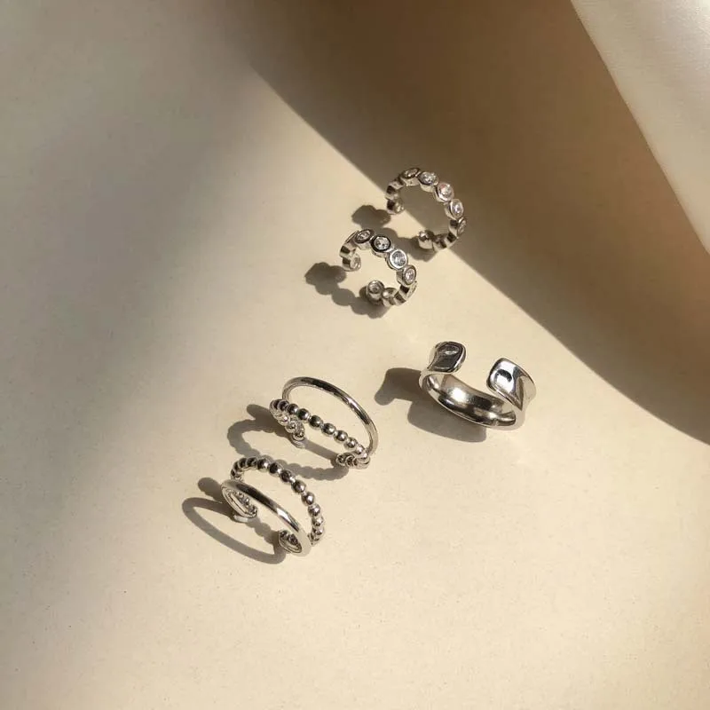 

1 pc Real 925 Sterling Silver Ear Cuff Wrap Earrings Double Layered Zircon Non-Pierced Cartilage Earring Jewelry for Women