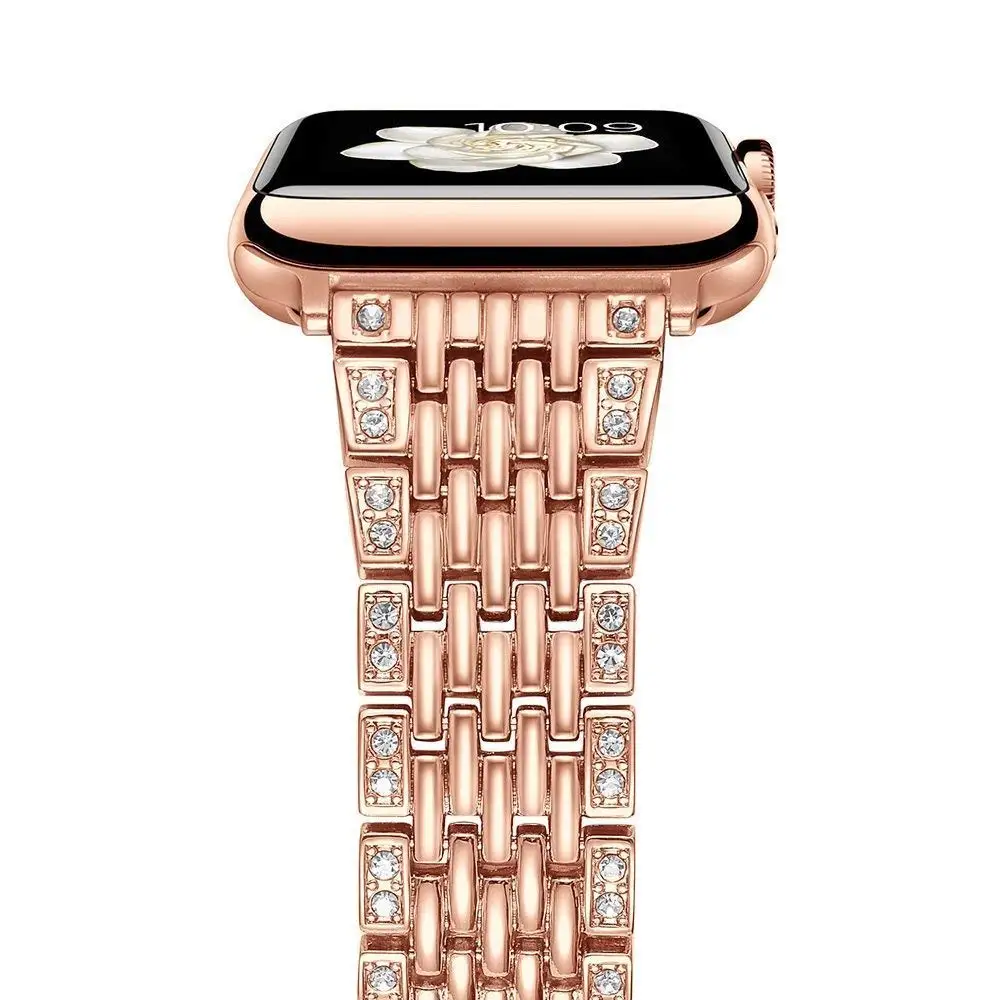 Женский алмазный браслет для Apple Watch 38 мм 40 42 44 металлический из нержавеющей стали