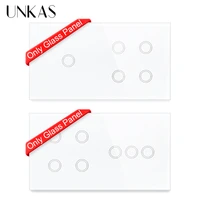 unkas 2 3 4 5 6 7 8 gang diy matching modules only white glass panel free combination for touch on off switch 157mm outlet