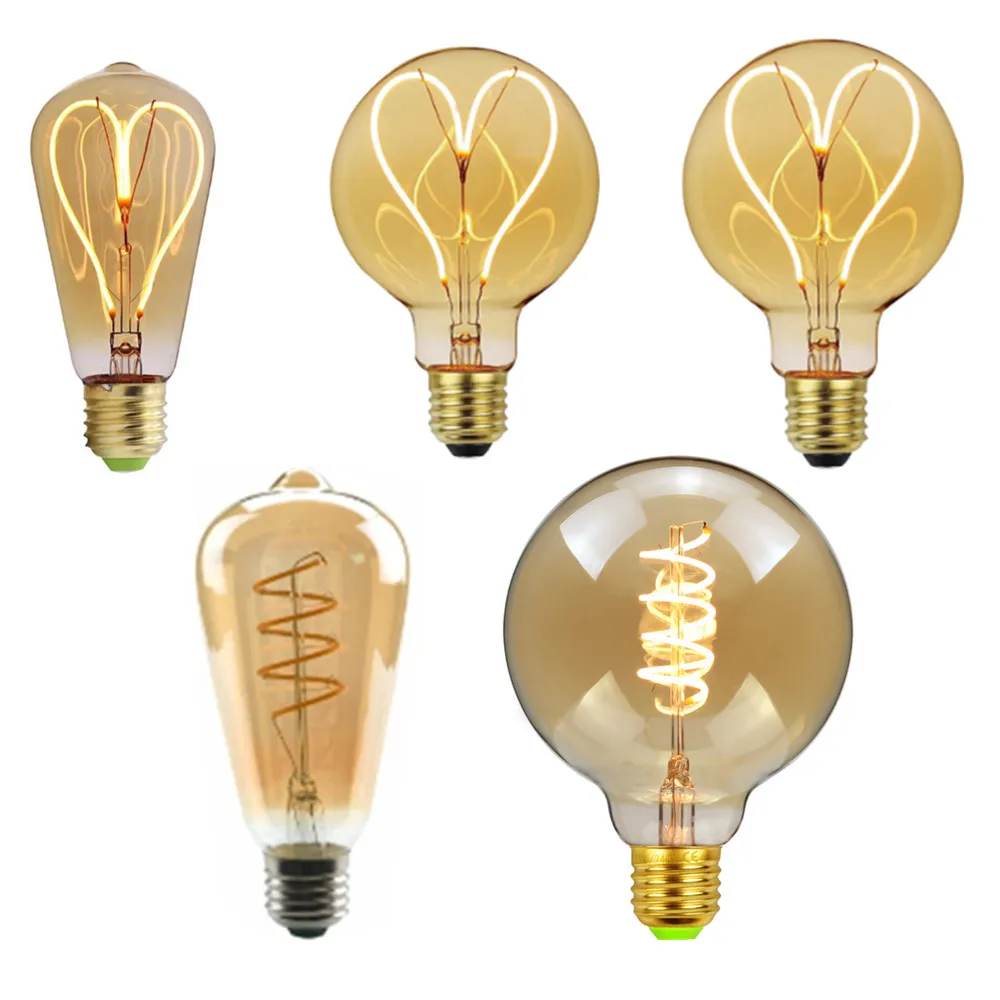 

6PCS LED Filament Bulb A60 ST64 G80 G95 G125 Spiral Light 4W 8W 2200K 220V Dimmable Retro Vintage Lamps Decorative Edison Blubs
