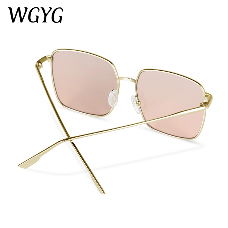 

WGYG Sunglasses Women Vintage Oversized Glasses Square Shades Metal Frame Womens Sunglasses UV400 Eyewear Ocean Lens Glasses