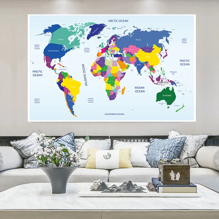 150*100 см карта мира нетканый холст картины художественные плакаты и принты