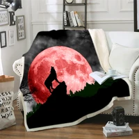 wolf blanket on bed mandala flower plush throw blanket watercolor animal thin quilt colorful geometric bedding dropship