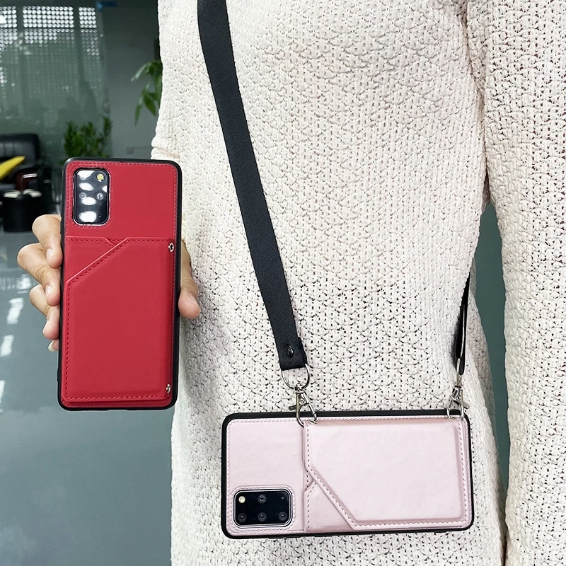 

Wallet Strap Case for Samsung S21 Ultra S20 Note 20 10 Lite A12 52 72 A21S 31 51 71 A50 70 20 30 M51 Crossbody Card Holder Cover
