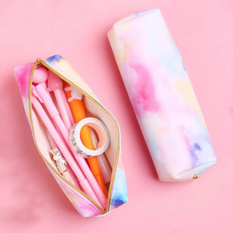 Кавайный чехол для карандаша яркого розового цвета Искусственная кожа ПУ и
