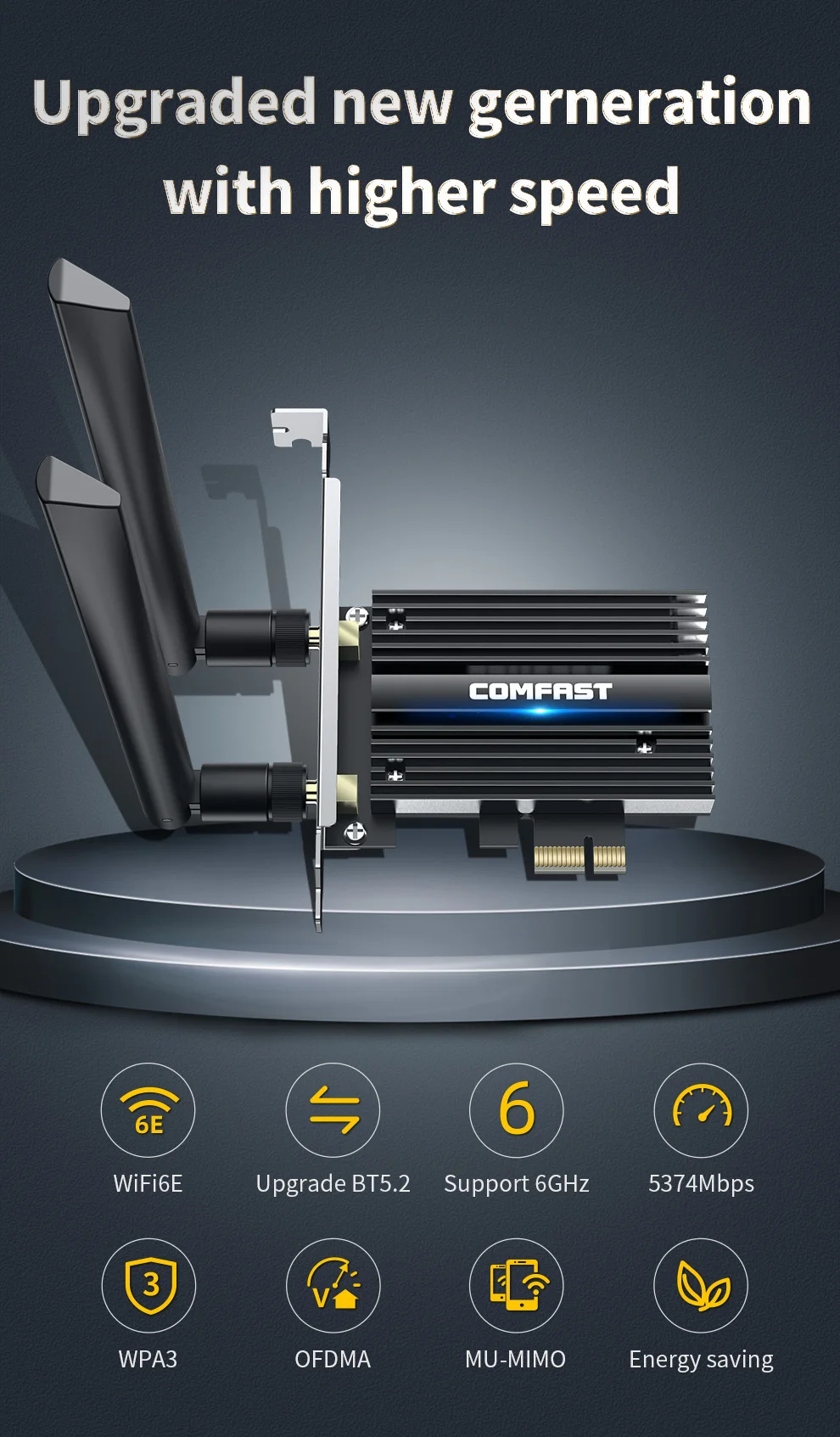 WiFi6E 5374 Мбит/с Intel AX210 PCI Express Bluetooth 5 2 беспроводной адаптер 4G/5 ГГц 802.11AX Wi Fi карта PCIe