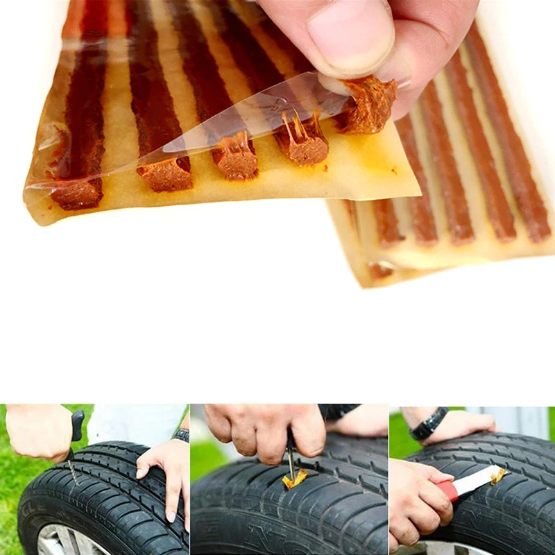 

10/20 Pcs 100*6mm Scooter Car Automobile Motorcycle Tubeless Tyre Repairing Rubber Strips Tire Repair Sealer Tool Strips