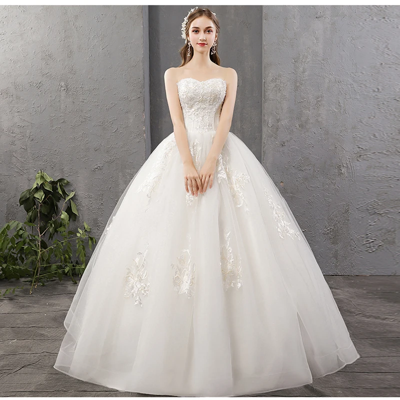 

Ivory Sweetheart Lace embroidery Vestido De Noiva Wedding Dress Floor length Custom-made Plus Sizes