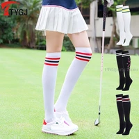2021 golf socks women knee high socks soft breathable slim stocking girls sport stockings cotton legging for golf tennis bicycle