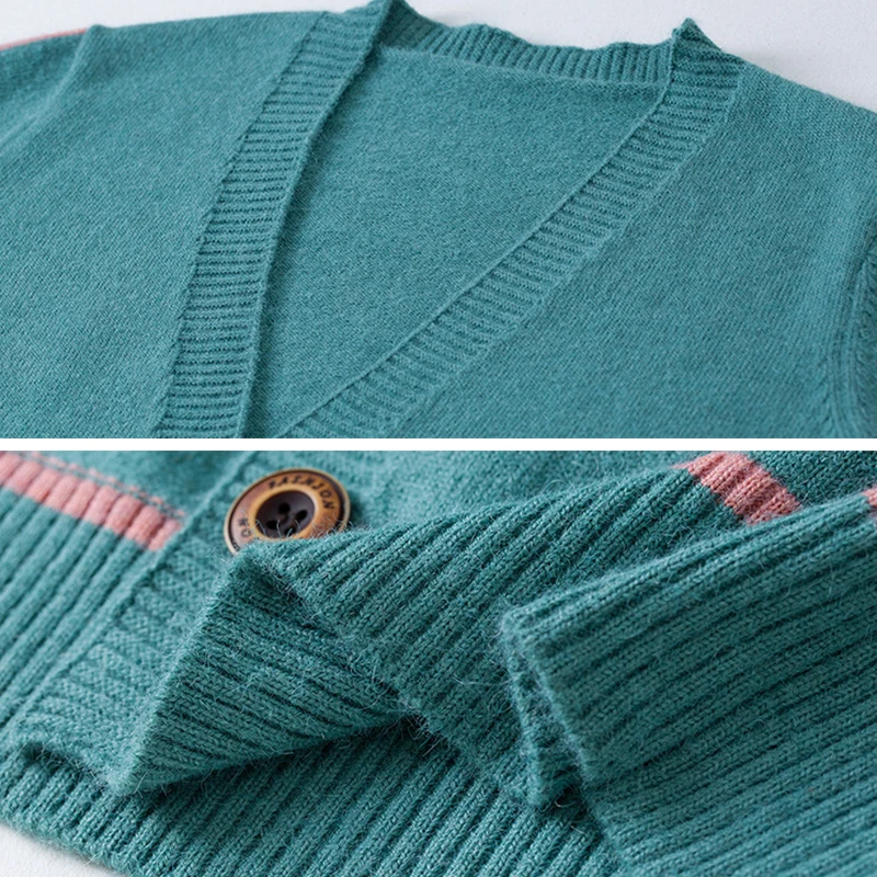 Женский Длинный свитер TIGENA вязаный кардиган в полоску с карманами и пуговицами