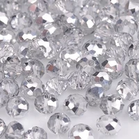 loose faceted 6mm half clear with silver rondelle glass crystal beads findings for jewelry marking diy necklacebracelet