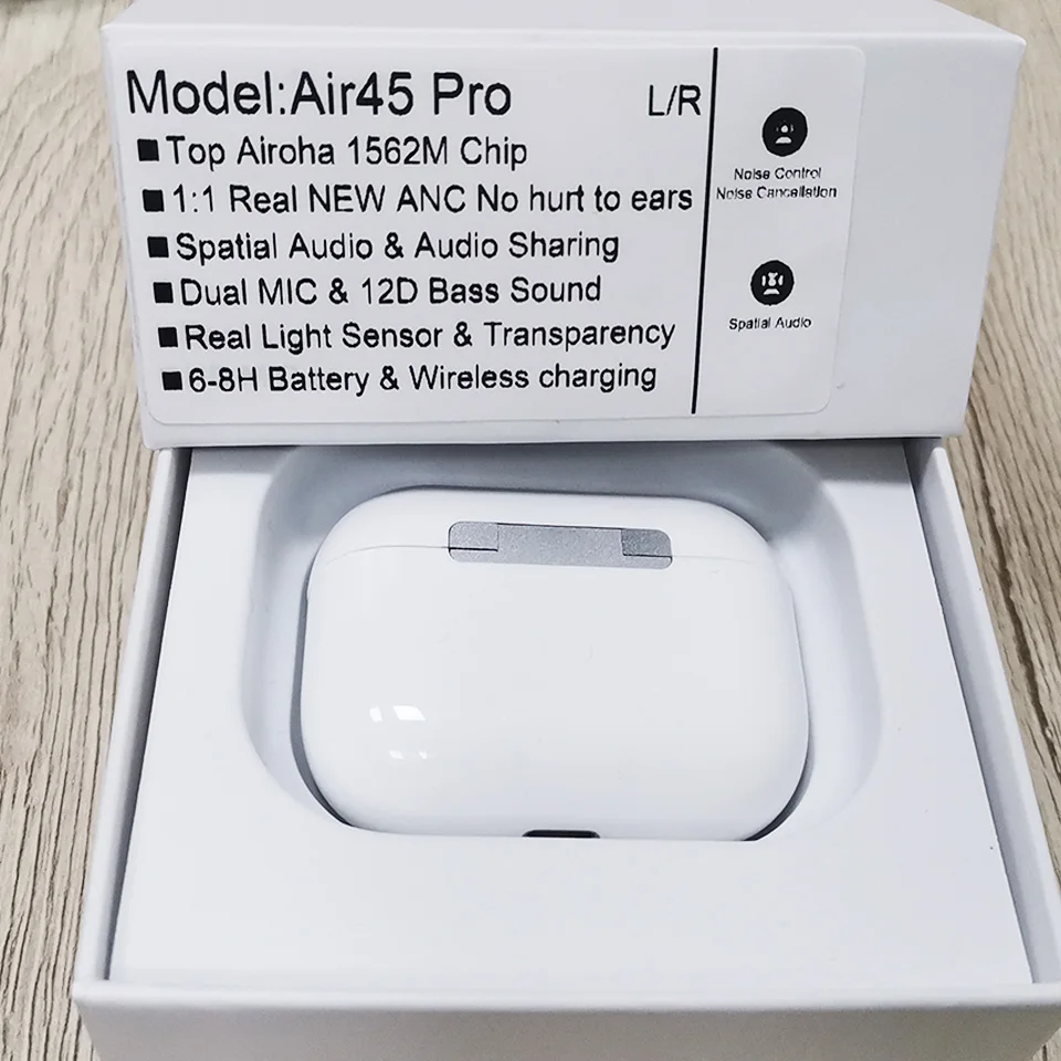 Гибридные беспроводные наушники 45DB ANC Air45 Pro TWS Bluetooth 5 2 12D Super Bass Airoha 1562M PK H1 i90000 Air30