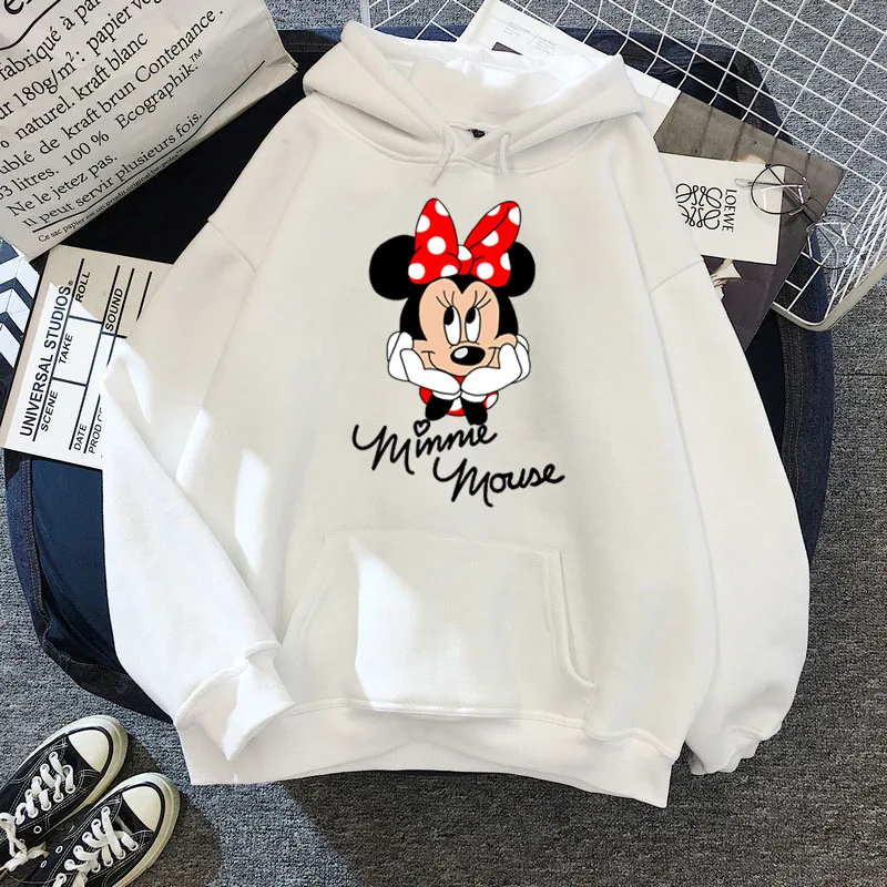 Disney Women Hoodies Mickey Mouse Hoodies Cartoon Tops Long Sleeve Pockets Sweatshirts Fashion Hooded Women Clothes for Teens