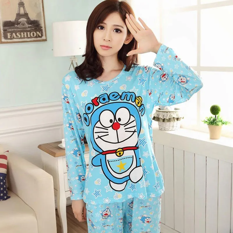 Весенне осенний женский пижамный комплект пижама с длинными рукавами Женский