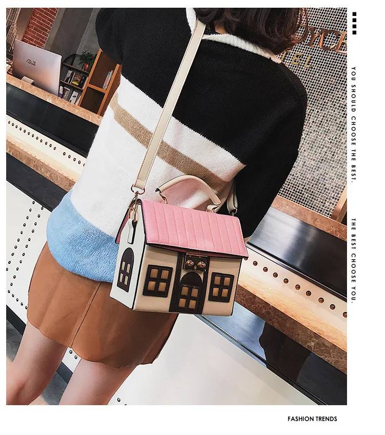 Design Funny Small House Bag Cute Cartoon Crossbody Handbag Women Personality Box Shape Shoulder Bag Fashion Messenger Bag Bolsa