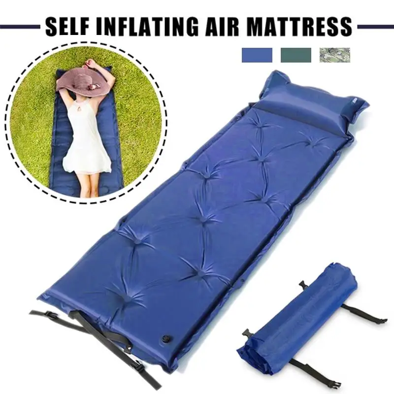 

Camping Cloth 3color Spliced Inflatable Tent Mat Inflatable Portable Air Pad 9 Point Sturdy Polyester Taffeta Multifunction