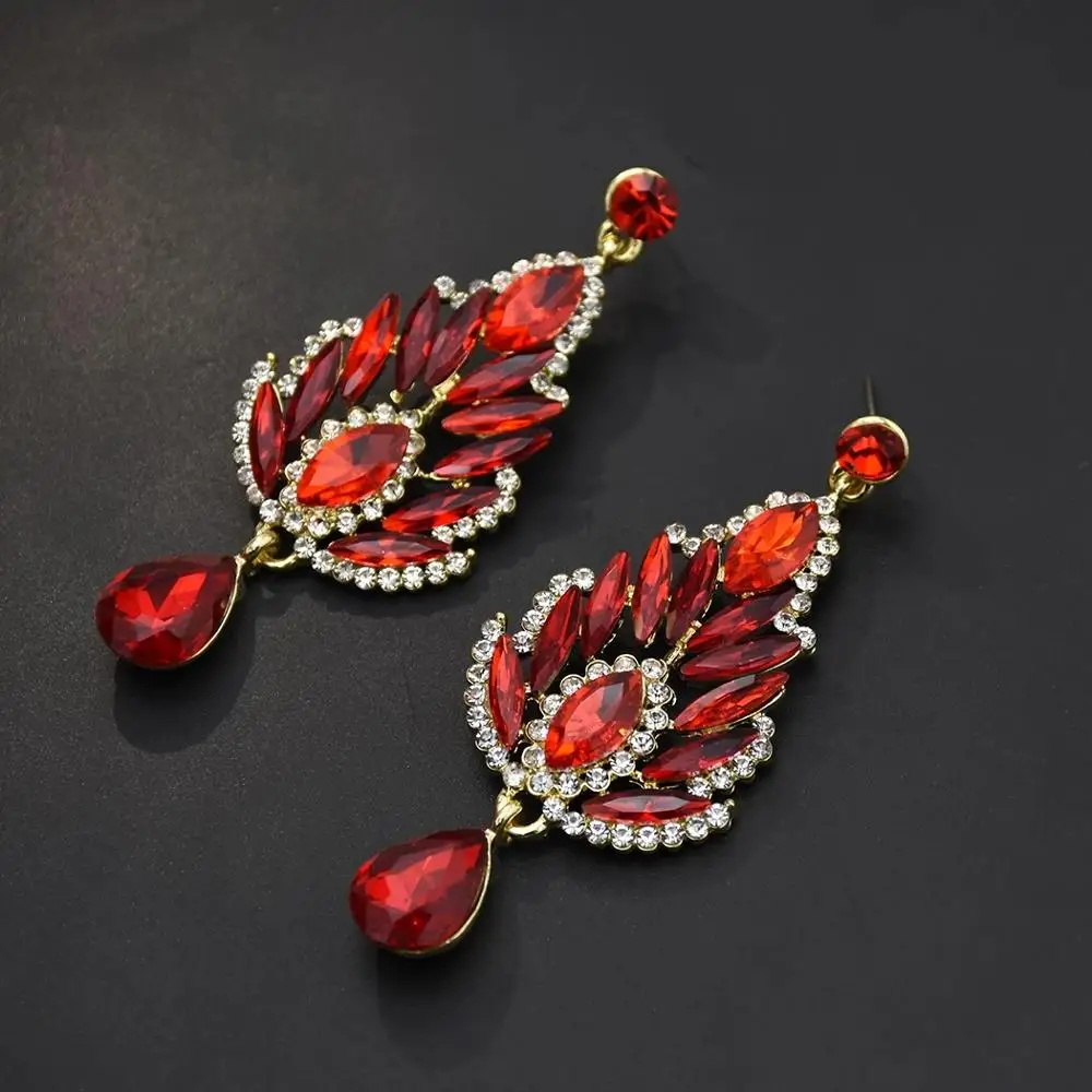 Черные хрустальные серьги Стразы золотого цвета для девушек свадьбы невесты