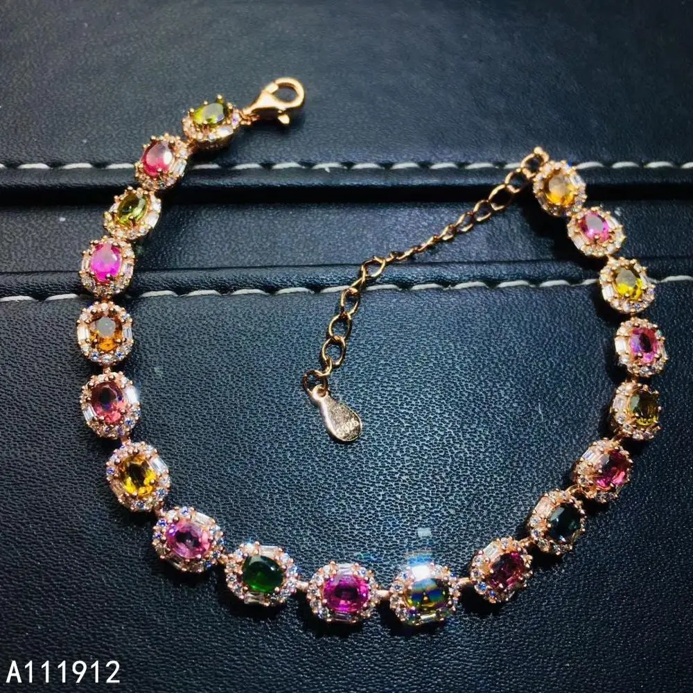 

KJJEAXCMY fine jewelry natural Tourmaline 925 sterling silver new women hand bracelet support test noble