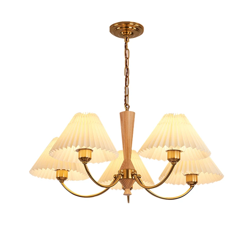 

BOTIMI Modern LED Ceiling Light With White Fabric Lampshade Foyer Wooden Bedroom Lamp Kitchen Hanging Dining Room Lamp