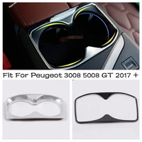 front row water cup holder cover trim garnish frame 1pcs fit for peugeot 3008 5008 gt 2017 2022 interior refit kit accessories