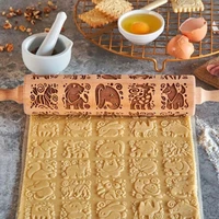 twenty animal wooden rolling pin embossing baking cookies noodle biscuit fondant cake dough patterned roller baking tools