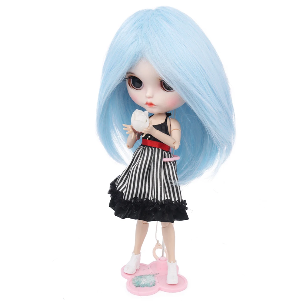 Кукольные волосы только синтетические синие и белые Омбре пушистые кукольные