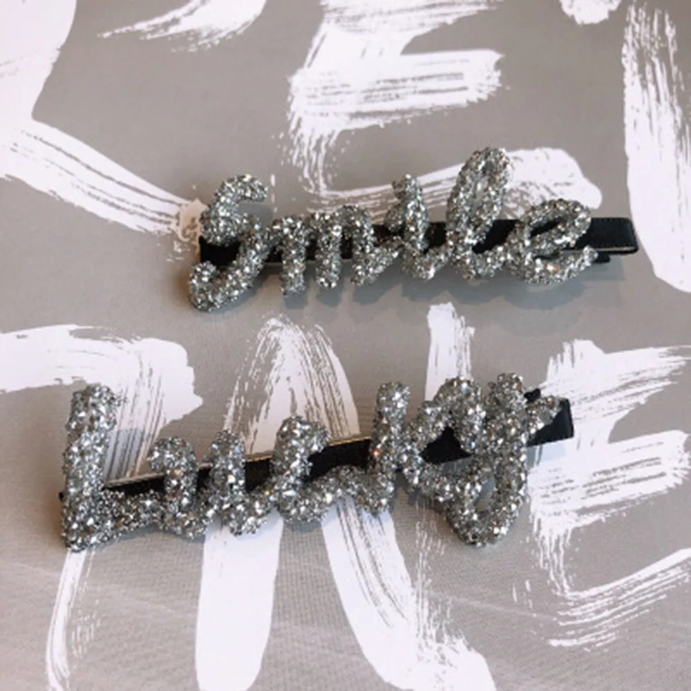 

1pc Shining Letter Hairpins Crystal Shiny Rhinestones Letters Hair Clips Barrettes Women Headwear Hairgrip Hair Accessories