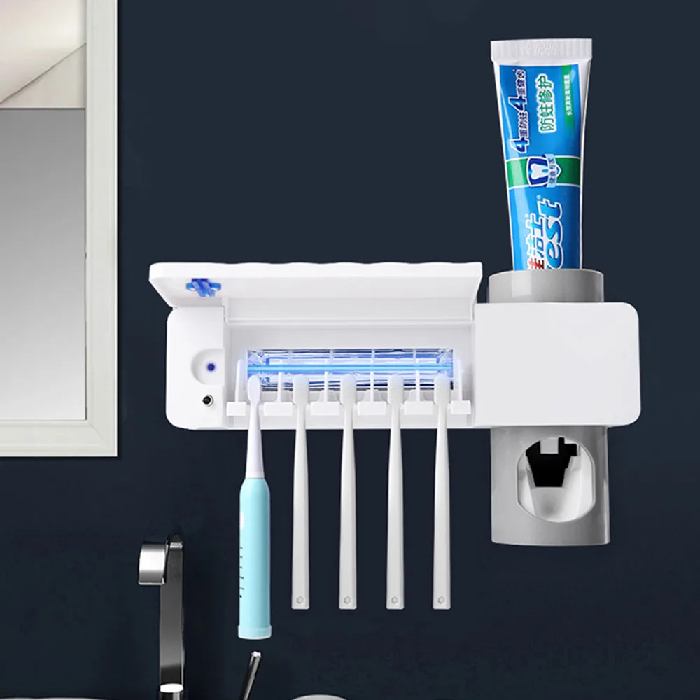 

3 in 1 UV Toothbrush Holder Sterilizer Automatic Toothpaste Squeezers Dispenser For Toilet Home Bathroom Accessories Sets