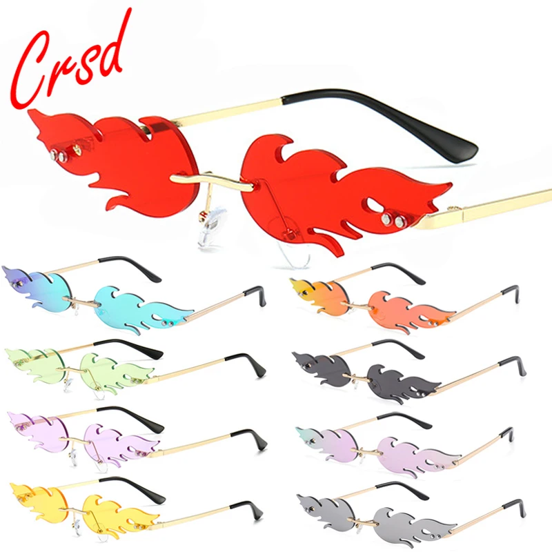 Модные дизайнерские трендовые очки CRSD 2020 без оправы узкие солнечные с защитой UV400