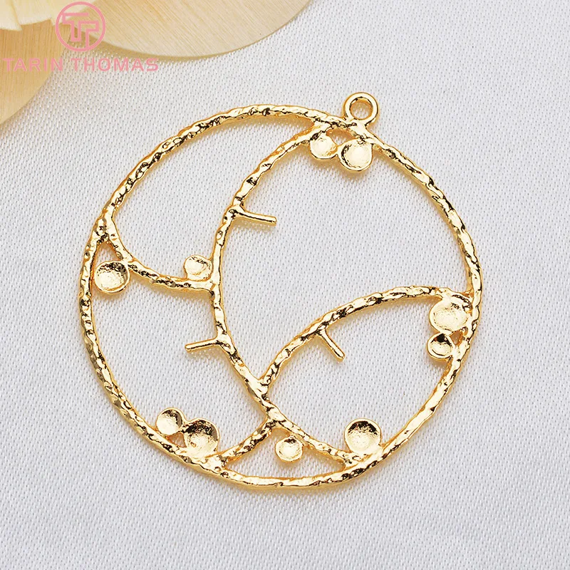 

6pcs 35*33mm 24k Champagne Gold Color Brass Round Flower Charms Pendants High Quality Diy Jewelry Findings Accessories