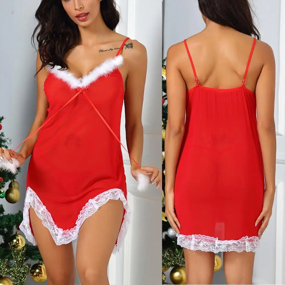 Горячая Распродажа женское нижнее белье сексуальное красное Miss Santa Babydoll