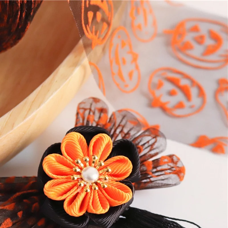 7 см * 10 ярдов Хэллоуин деко рулон ленты с Тыквой и пауком принты для Хэллоуина