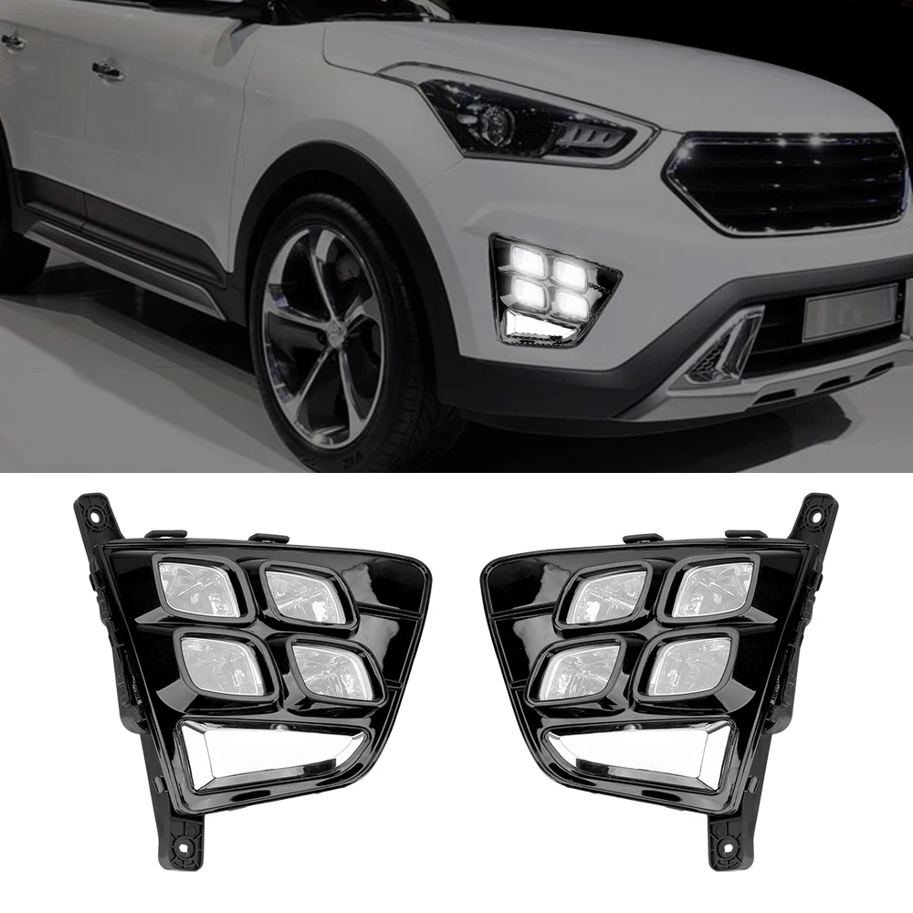 

2PCS Headlights Daylight LED Fog Light DRL Daytime Running Light Fog Lights For Hyundai IX25 Creta 2014 2015 2016