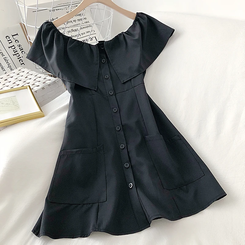 JoinYouth корейское 2020 однотонное Vestidos с коротким рукавом оборками шикарное летнее