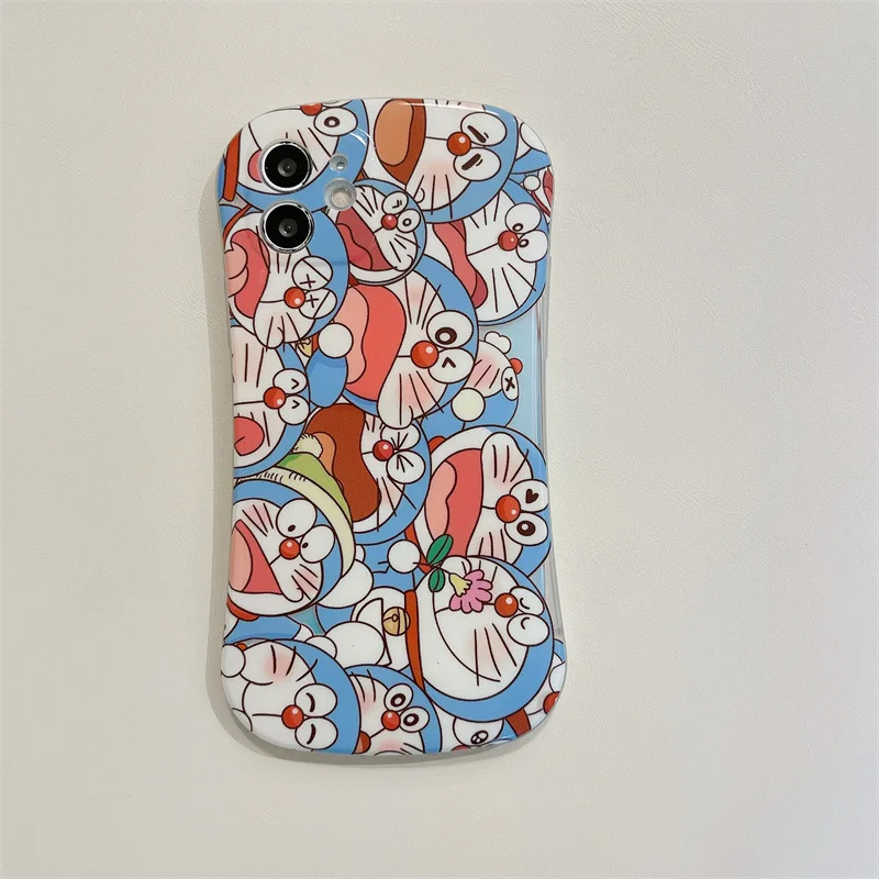 

BANDAI Doraemon Anime Case for iPhone 12 13 Pro Max Creativity for iPhone 11 Pro Max X XR 7 8 Cute Laser Couple Shell Wholesale
