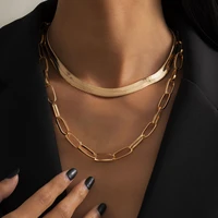 necklace for women punk thick cross chain mens and womens necklace collier femme hip hop trend flat snake bone chain jewelry