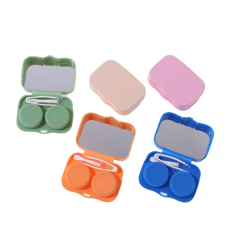

Mooie Pocket Mini Contact Lens Case Effen Kleur Reizen Kit Gemakkelijk Carry Spiegel Lenzen Box Container