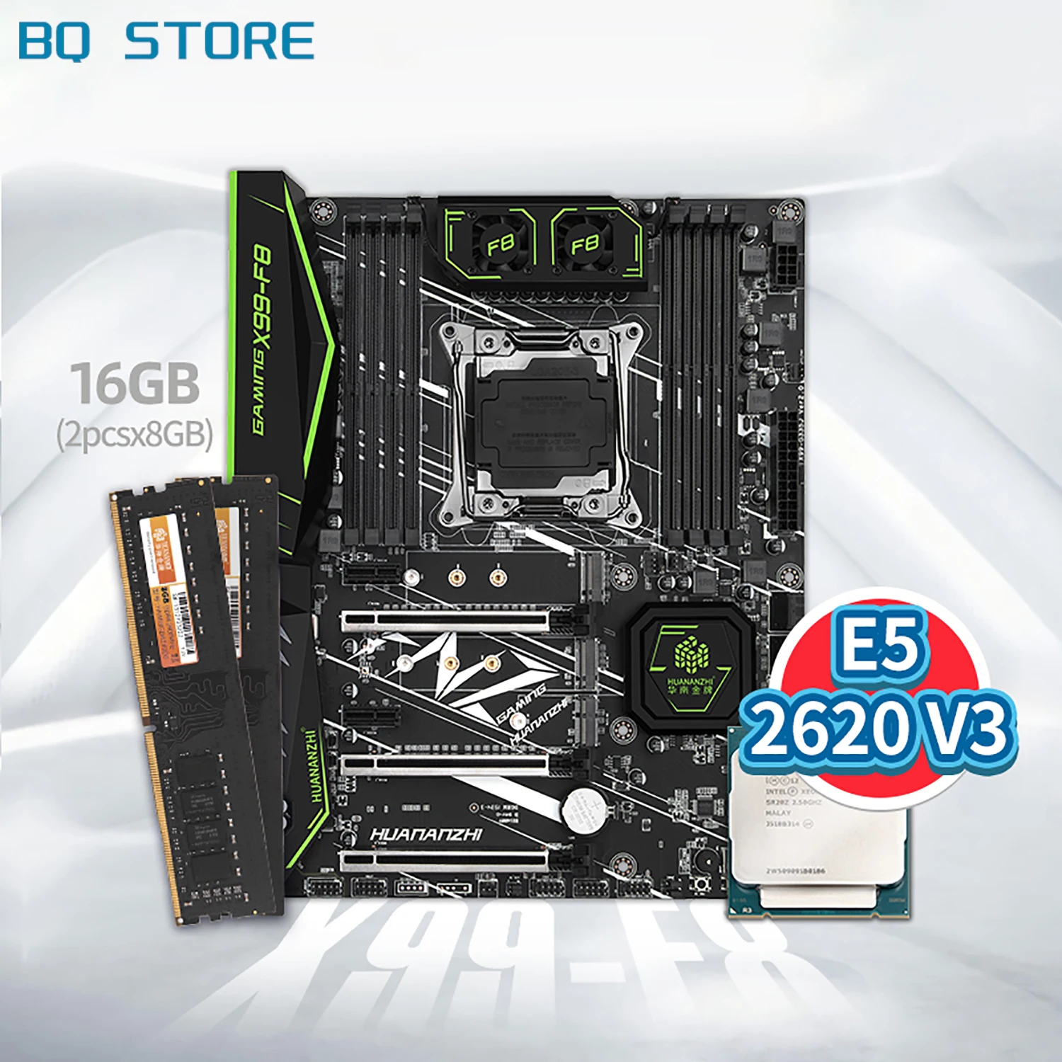 

HUANANZHI X99 F8 X99 Motherboard with Intel XEON E5 2620 v3 with 2*8G DDR4 NON-ECC memory combo kit set NVME SATA USB 3.0