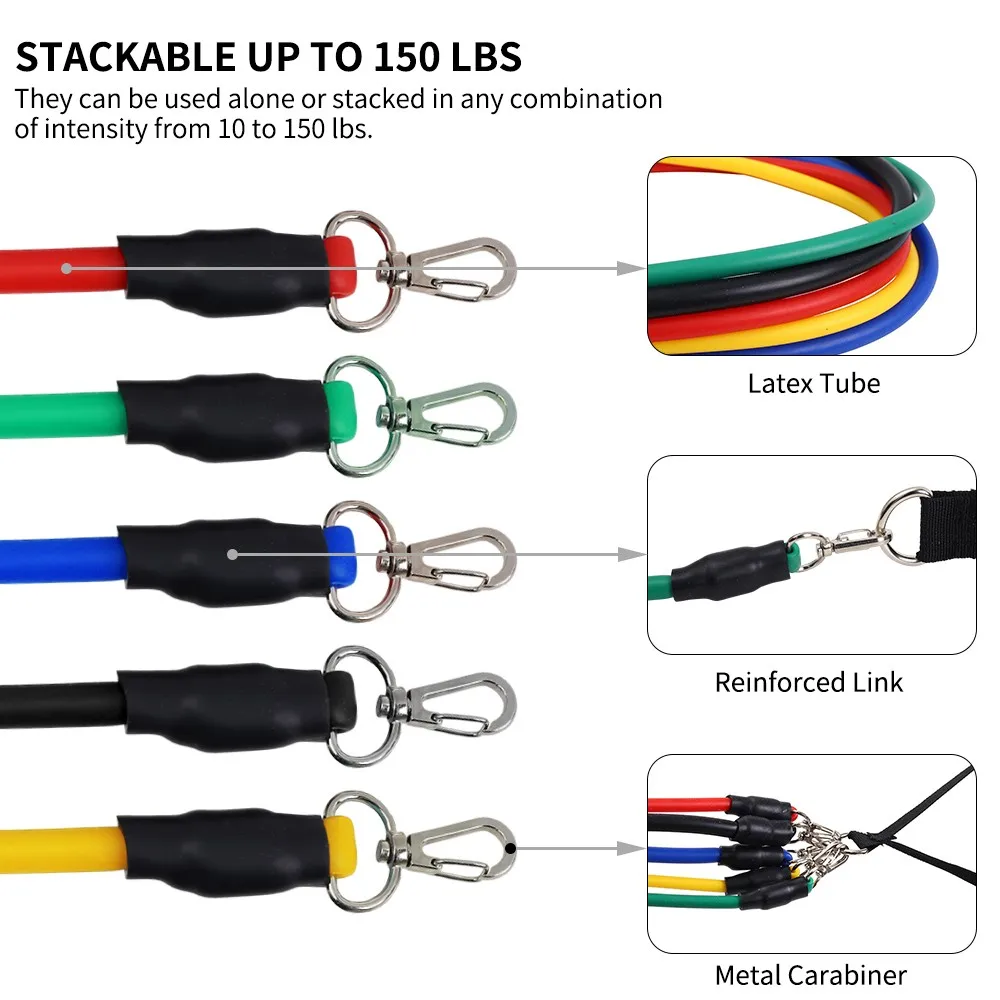 Эластичные резинки 150 фунтов 11 шт./компл. Спортивная Тяговая веревка для фитнеса